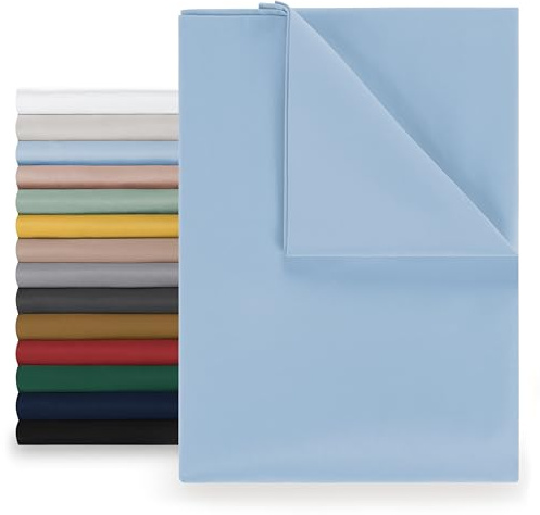 Blumtal® Basic Betttuch 160x275 cm für Matratzen 90x200 cm - Bettlaken ohne Gummi - Oeko-TEX zertifiziertes Betttuch ohne Gummi - Leintuch aus gebürstetem Microfaser - Bettwäsche 90x200cm - Blau