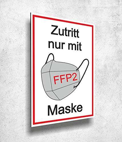 Aluverbund Schild 20x30cm Zutritt Maskenpflicht UV Druck - 3mm Stärke - Made in Germany Art.Nr. 991