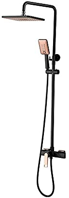 ALYHYB Badezimmer-Duschmischer-Set, Handheld-Dusche mit verstellbarem 8 Overhead-Regen-Duschhähne, Wasserhahn mit Mehreren Auslassmethoden, dreieinstellte Handdusche, Full-Kupfer-Backlack-Set