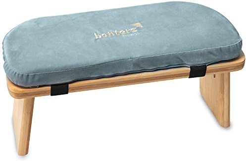 banters Meditation Bench - Made of solid Bamboo - Folding Meditation stool with Cushion, Blue