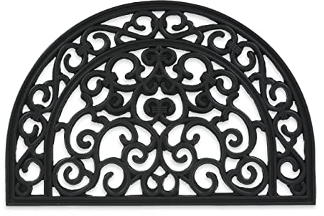 relaxdays Paillasson Caoutchouc, 60x40, antidérapant, résistant, caillebotis extérieur, Tapis d’entrée, Ornements, Noir, 1 unité