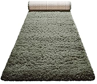 Homie Living Matteo gewebter Teppich, 80 x 150 cm, grün | Läufer, nachhaltig, modern, einfarbig, kuschelig weich und sehr flauschig, Hochflor bestens geeignet für Wohnzimmer