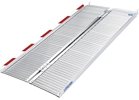 LIEKUMM Folding Wheelchair Ramp, 152cm Aluminium Ramps for Steps, 300kg Load Capacity, Ramps for Mobility Scooters, Portable Ramp for Wheelchairs, Kerbs, Stairs