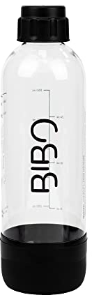BIBO 1 Litre Bottle, Reusable BPA-Free Sparkling Water Bottle | Replacement Accessories Compatible with BIBO Sparkling Soda Maker for Carbonated Fizzy Drinks, Black