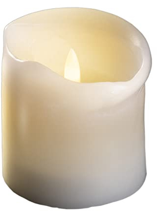 Novaliv Mittlere LED Stumpenkerze mit Timer - 7,5cm Durchmesser 12,5cm Höhe - 2 AA Batterien nötig LED Echtwachskerze mit Flackereffekt flammenlose Stumpenkerze - LED Kerze mittel dick