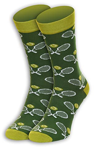 Sports-Themed Socks (US, Numeric, 8, 11, Regular, Regular, Tennis)