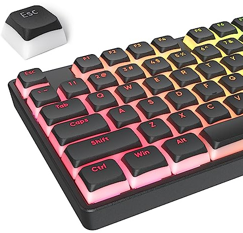 Ussixchare PBT Black Pudding Keycaps Set 117 Keys, Double Shot Translucent XDA Profile for ISO & ANSI Layout 61/68/84/87/104 Keys Mechanical Keyboard(Black Pudding)