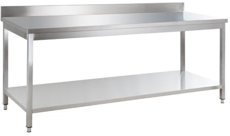 GastroHero Edelstahl Arbeitstisch I Arbeitstisch 100x60 cm mit Grundboden I ohne Aufkantung I Edelstahltisch für Gastronomie I Gasto Tisch AISI 201 (1600 x 700 x 850 mm, mit Aufkantung)