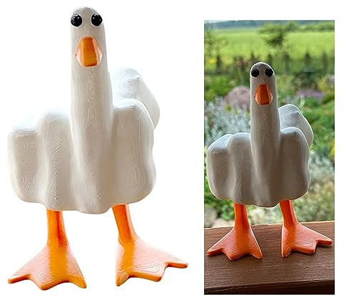 Mittelfinger Ente You Figur, Mittelfinger, Schreibtischdekoration, lustige Gartendekoration, Statuen, Figuren, Ornamente für Zuhause, Terrasse, Rasen, Hof, Büro, Outdoor-Dekorationen, Gartengeschenke