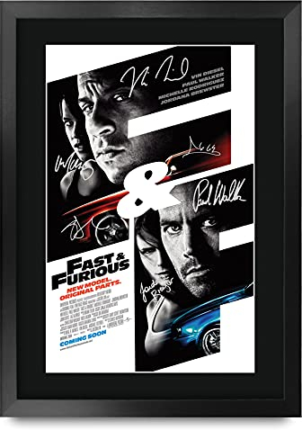 HWC Trading FR A3 Fast & Furious 4 Vin Diesel Gifts gedrucktes Poster, signiertes Autogrammbild für Film-Erinnerungsstücke, A3, gerahmt
