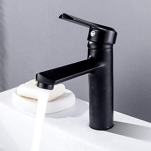 Wasserhahn Schwarz Badezimmer Armaturen Massives Messing Waschbecken Heißes und Kaltes Wasser Mixer Becken Wasserhahn Schwarz Lack Schreibtisch
