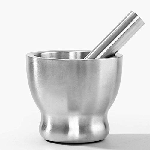 Edelstahl 304 Mörser- und Stößel-Set: Vielseitige Gewürzmühle und Kräuterschale zum Zerkleinern von Knoblauch, Pfeffer und Medikamenten – Langlebig und langlebig