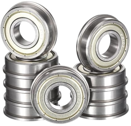 HiPicco FR10ZZ Flanged Ball Bearing, ID 5/8 x OD 1-3/8 x Width 11/32 Miniature Bearings, Double Metal Shielded Deep Groove Bearings, Pre-Lubricated (GCr15) Chrome Steel 10pcs