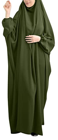 Gebetskleidung Für Frauen: Große Größen Lang Elegant Gebetskleidung Muslimische Kleider Einteilig XXl Festlich Winter Hijab Kleid Abaya Muslim Langarm mit Kopftuch Gebetskleid Namaz Elbisesi Kadin