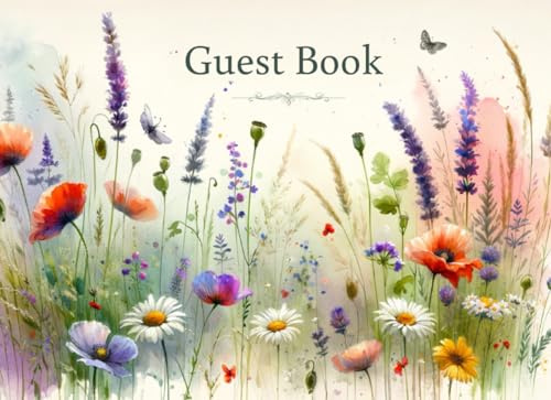 BnB Guest Book - Wildflower: Visitor's Log Book for Travelers, Ideal for Vacation Rentals, AirBnB, Guest House, Hostels & More