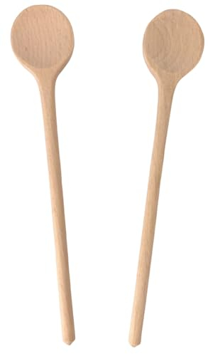 2 x Kochlöffel aus Holz 25 cm Holzkochlöffel Buchenholz Holzlöffel Holzrührlöffel