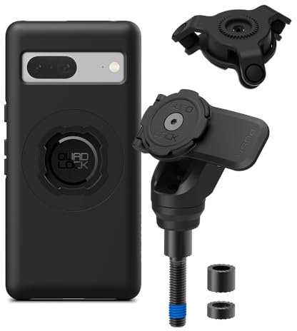 Quad Lock Motorcycle Handlebar Clamp Bolt Phone Mount PRO Kit with Vibration Dampener and Pixel 7 MAG Case