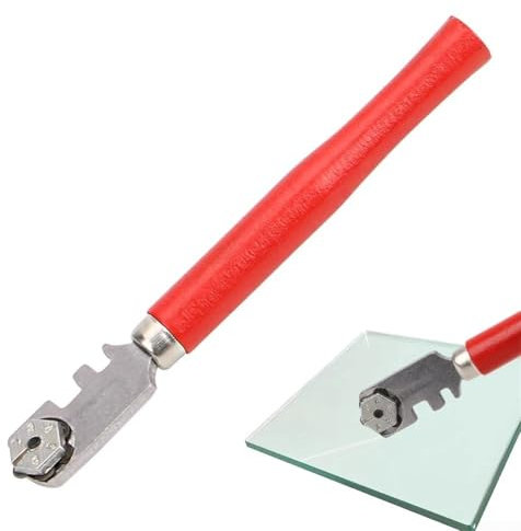 Glasschneider, 130 mm, tragbar, 6 Räder, Glasschneider, professioneller Glasfliesenschneider, Holzgriff-Werkzeug