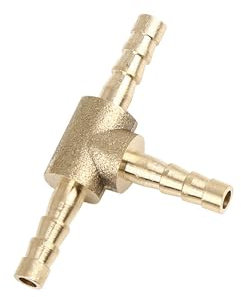 Partuto 4mm Hose Barb Brass Joiner Tee 3 Way Adaptor for Air Water Oil Pipe Replacement