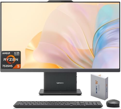 Lenovo IdeaCentre Business All-in-one Computer, 23.8 FHD IPS Display, AMD Ryzen 5 7535HS (Up to 4.55GHz), 16GB DDR5 RAM, 512GB PCIe SSD, Wi-Fi 6, USB-C, HDMI in&Out, Bundle 500GB External Drive