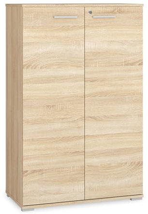 Lomadox Aktenschrank Büro Schrank Büroschrank Office 2 Türen abschließbar Eiche Sonoma 79x123,4x40,3 cm