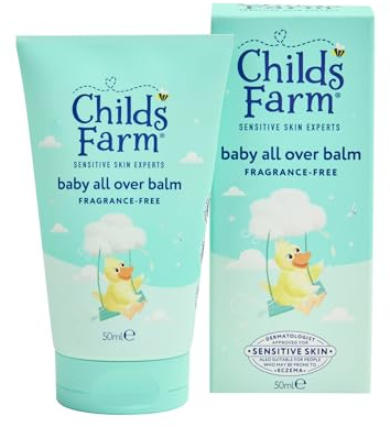 Childs Farm Baby All Over Balm, Fragrance Free | Soothing, Moisturising & Hydrating | Suitable for Newborns with Dry, Sensitive & Skin, 50ml