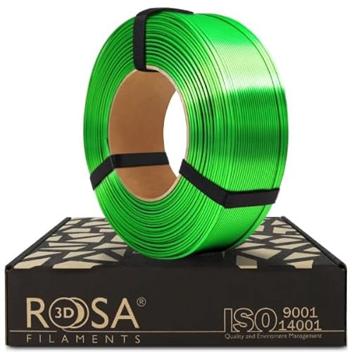 ROSA3D PLA Silk Filament 1.75 mm für 3D Drucker | Druckmaterialien Leicht Glänzend Bioabbaubar PLA 3D Drucker Filament | 3D Printing Materials | Grün Refill 1 kg