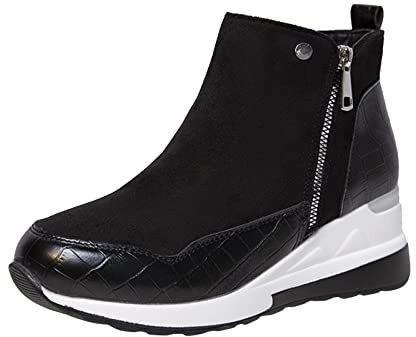 Generisch angebote des tages heute damenStiefeletten Damen Casual Langschaft Boots Winterschuhe Damen Flach Rutschfeste Laufsohle Elegant Klobiger Blockabsatz S black week angebote