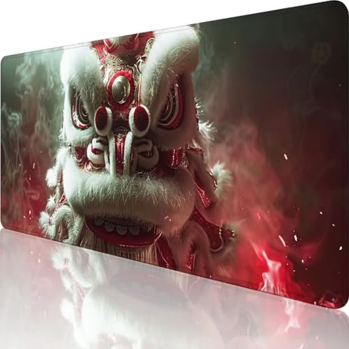 Rot Mauspad XXL 600x300 mm, Erweiterte Groß Mousepad Karikatur, Wasserfest Schreibtischunterlage Vernähte Kanten Design, Mouse Pad mit Rutschfeste Gummibasis für Pc Büro Deko, Geschenke für männer z-O