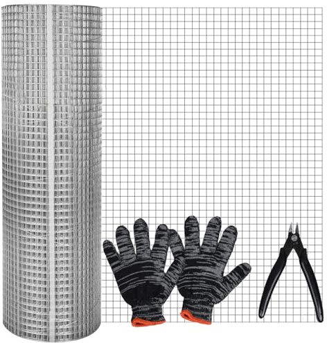 ACEBON 40cm X 6M Rete Metallica Recinzione Saldata Zincata Maglia Rete Recinzione Elettrosaldata Zincata Quadrata 6.0 mm Recinzione Elettrosaldata Spessore Giardino recinzioni recinzione ﻿