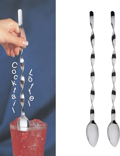 Gehring Solingen Cocktaillöffel 2er Set I Longdrinklöffel Set Edelstahl I Cocktail-Rührer für Barkeeper I perfekt zum Mixen von Longdrinks I Bar Zubehör I spülmaschinengeeignet I Made in Germany
