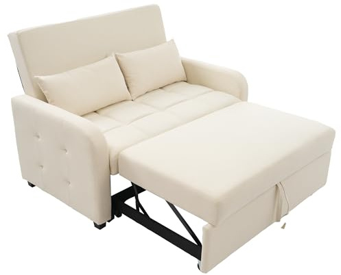 KecDuey Sofá cama plegable multifuncional, respaldo ajustable, ideal para apartamentos pequeños y dormitorios universitarios, 180 x 127 cm, sofá cama confort (beige)