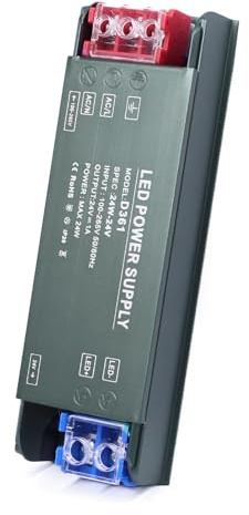 BRIMETI Transformador 220V a 24V 24W 1A LED Driver, Ultra Fino Fuente de Alimentación 220V a 24V DC Driver de Bajo Tensión Controlador LED Voltaje Constante