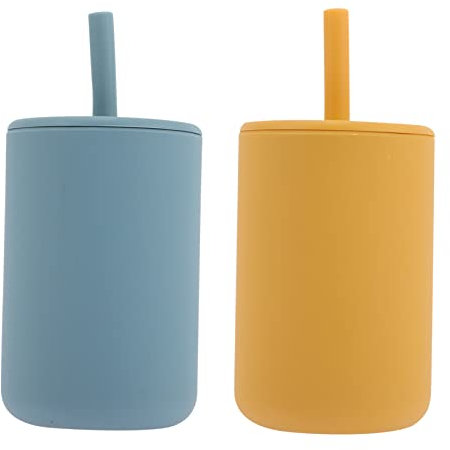 CIMAXIC 2-teilige Silikon-schnabelbecher Mit Saugnapf Schnabelbecher Mit Strohhalm Für Kleinkinder Ergonomisch Für Babys