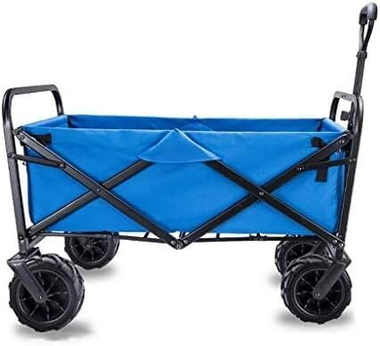 CCKUYT Einkaufswagen, zusammenklappbarer Gartenwagen, robuster Wagen, multifunktionaler Einkaufswagen für Outdoor, Camping, Strand, Supermarkt, Handwagen