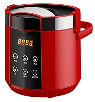 1.5L Electric Rice Cooker Mini 2 Layers Food Steamer Multifunction Meal Cooking Pot Fast Heating Lunch Box 24H Appointment (Color : Rosso)