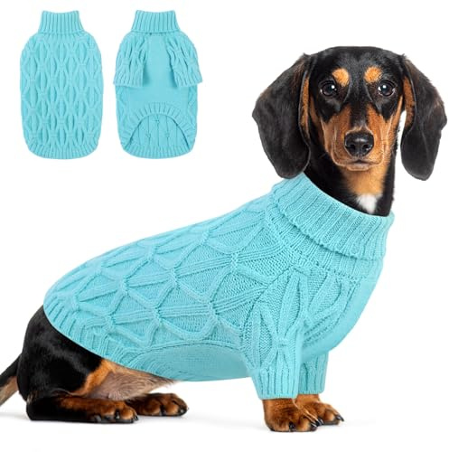 Queenmore Hundepulli für Mittlere Hunde, Wärme & Weich, Hundepullover dackel für Pug, Dackel, Greyhound, Türkis, M