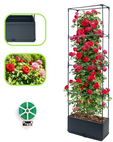 CHEOAR 1 Pack 140CM Hochbeet mit Rankgitter, Tomatenpflanzkasten 55,2 Zoll mit Kletterhilfe für rankende Blumen und Gemüsepflanzen, Innen- und Außenbereich