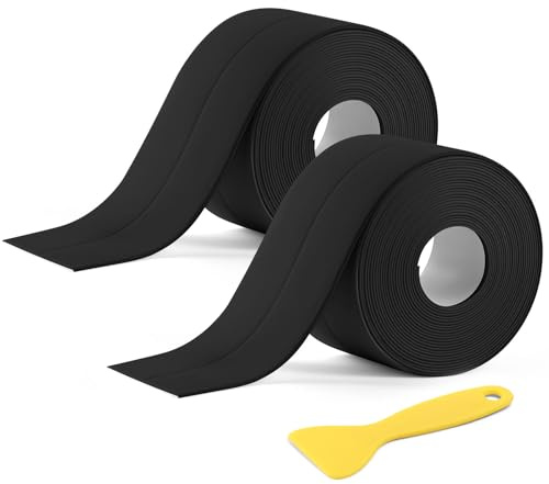 NUTKIT Weichsockelleiste Selbstklebend Schwarz, 19 x19mm Sockelleiste, 6.4m | Abschlussleiste aus PVC, Flexibel Knickleiste Wasserdicht, Fussleisten Selbstklebend für Küche Bad Toilette &Wand und Fugen