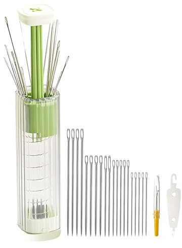 20PCS Nähnadeln Mit Großem Öhr, Nähnadeln Set, Sticknadel, Nähset Mit 20 Nadeln Und Entfädler, Sandelholz Nadelkasten Mit Schwachem Magnet, Handwerkzubehör Für Nähen Und Sticken