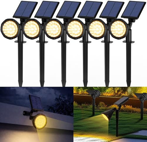Solpex Focos Solares para Exteriores, IP65 ImpermeableLuces Solares para Jardín, 25 Ledes luces de Camino, para Caminos, Jardines, Cercas (Blanco Cálido, 6 Unidades)