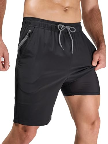 Arcweg Costume da Bagno Uomo, Pantaloncini Lunghi 2 in 1 con Doppia Fodera Traspirante e Asciugatura Rapida, con Tasche e Coulisse Regolabile, per Mare, Surf e Nuoto | Asciugatura rapida, traspirante, con tasche con cerniera e coulisse regolabile per nuoto, surf