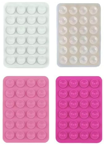 MUNZE Ventosa Per Cellulare, 4 Pezzi, Trasparente Bianco Rosa Chiaro Fucsia Silicone Standard, Per Selfie Video E Ricarica