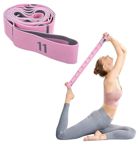 11-Loop Yoga Stretching Strap, Elastic Resistance Exercise Band | Multiple Grip and Foot Positions, For Pilates, Dance, Gymnastics And Flexibility Training