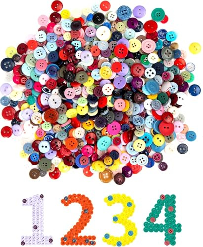 1000 Stück Bunte Knöpfe, Knopf, Kinderknöpfe, Bunte Knöpfe Zum Basteln | In verschiedenen Größen und Farben erhältlich, geeignet für Bastelarbeiten, Malen und Dekorationen für Kinder (7–15 mm)