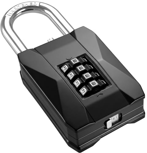 LUGGEX Heavy Duty Combination Padlock Outdoor, Outdoor Padlock Weatherproof | Steel Shackle Padlock with 4 Digit Code for Gate, Locker, Easy-Read Dials,LLX-Enhance（Black, 1 Pack）