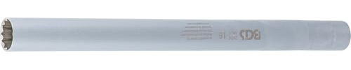 BGS 2405 | Zündkerzen-Einsatz Zwölfkant, extra lang | SW 16 mm | Antrieb Innenvierkant 10 mm (3/8) | Länge 250 mm | Ø 21 mm | Chrom-Vanadium-Stahl | verchromt | mit Rändelung