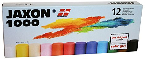 Honsell 47312 - Jaxon 1000 Ölpastellkreide Dick, 12er Set, im Kartonetui, brillante, lichtechte Farben, 18 mm, für Künstler, Hobbymaler, Kinder, Schule, Kunstunterricht, frei von Schadstoffen