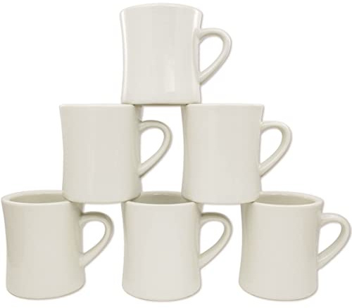COLETTI Diner Coffee Mugs — Restaurant Coffee Mugs, Retro Coffee Mug – Sturdy & Heavy Diner Mug – Nostalgia in Every Sip [Cream, 11 oz, Set of 6]