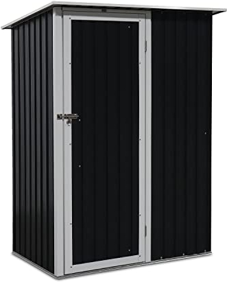 Alice's Garden - Abri de Jardin en métal - LYS 1.36m² Gris Anthracite et Blanc - Cabane à Outils avec Porte Simple à loquet. kit de Fixation Sol Inclus. Remise